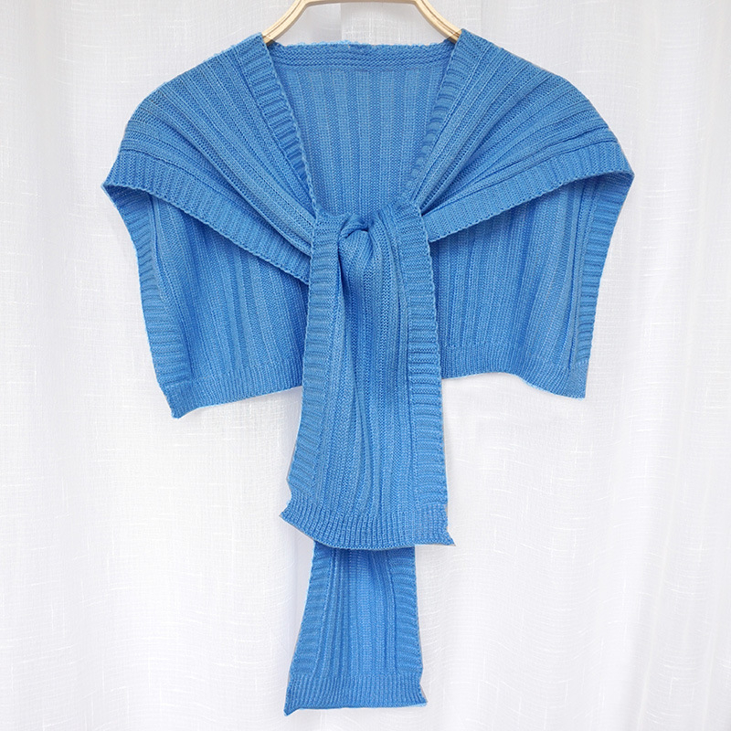 Vuneni pleteni šal s vertikalnim prugama, dekorativni dodatak za ljeto, proljeće i jesen