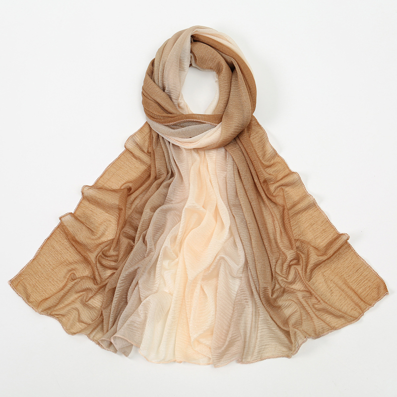 Poliester šal dugog kroja s crepe teksturom, bez brenda, za sve sezone, jesen 2024