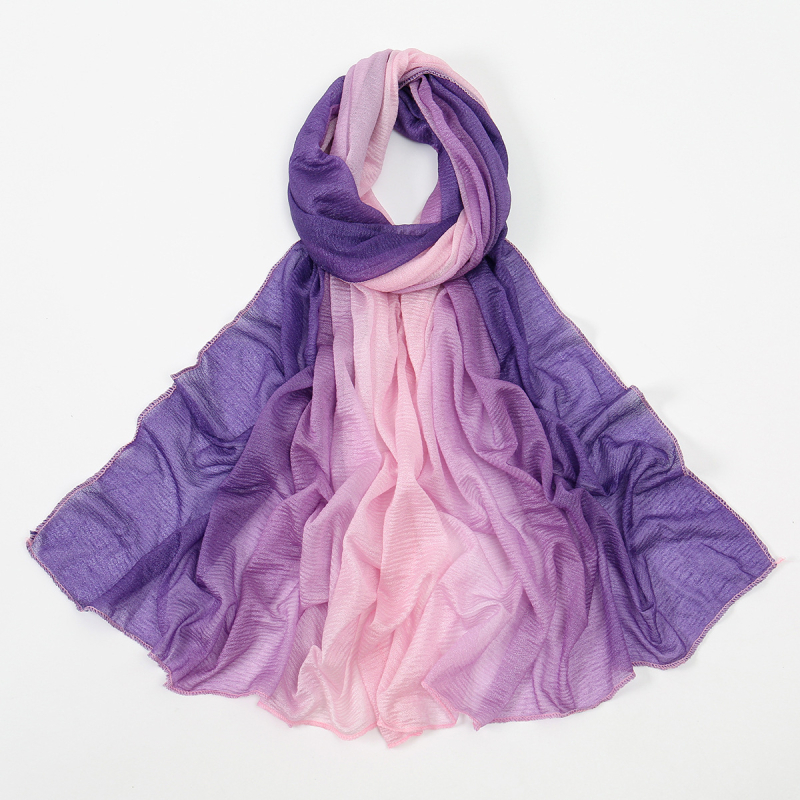 Poliester šal dugog kroja s crepe teksturom, bez brenda, za sve sezone, jesen 2024