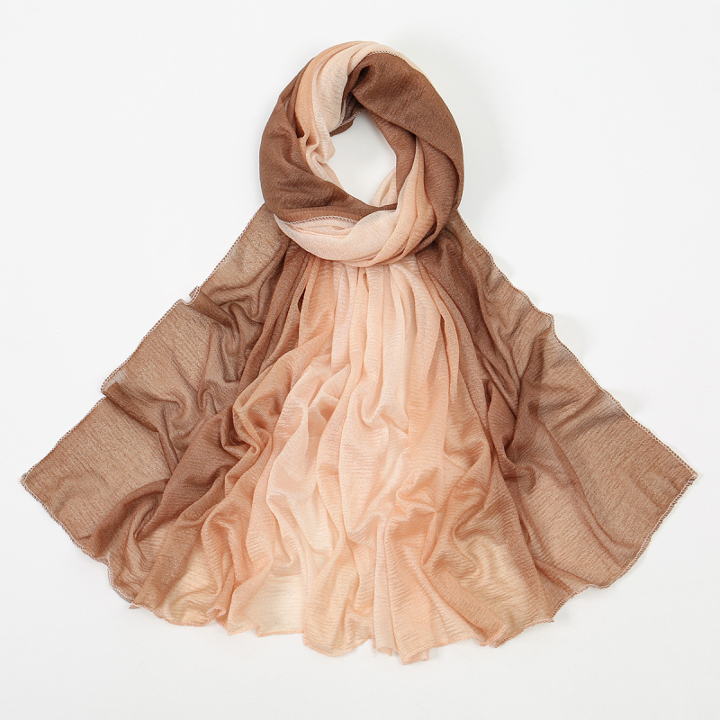 Poliester šal dugog kroja s crepe teksturom, bez brenda, za sve sezone, jesen 2024