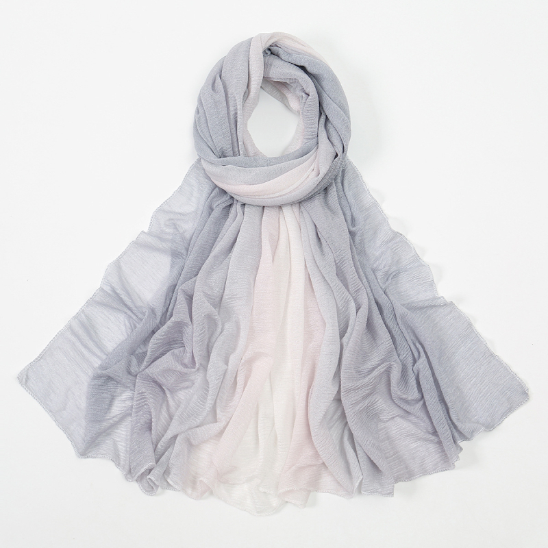 Poliester šal dugog kroja s crepe teksturom, bez brenda, za sve sezone, jesen 2024