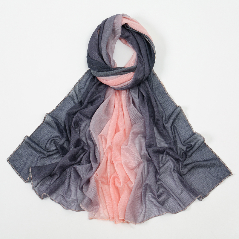 Poliester šal dugog kroja s crepe teksturom, bez brenda, za sve sezone, jesen 2024