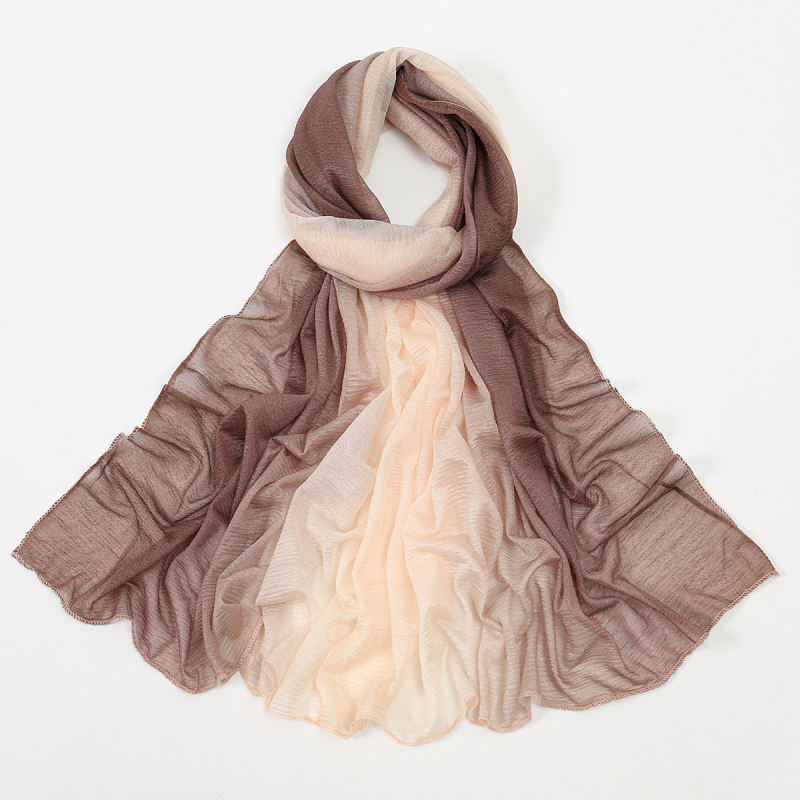 Poliester šal dugog kroja s crepe teksturom, bez brenda, za sve sezone, jesen 2024