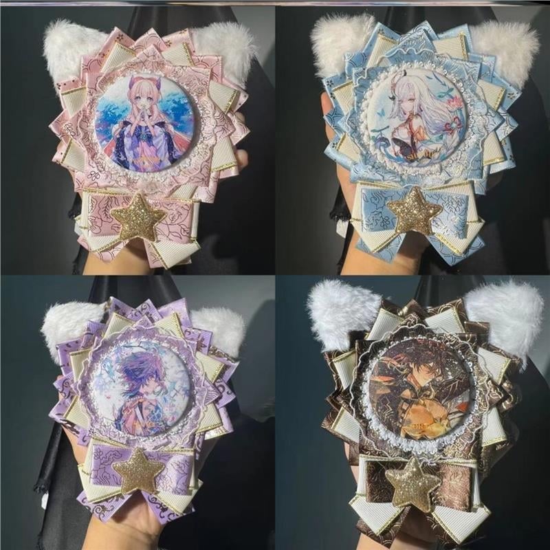 Viseći privjesak za značku s mačjim ušima (Umjetne perle; Crtani stil; Tisak; Memorijalno, Dekorativno, Dvostruka namjena)