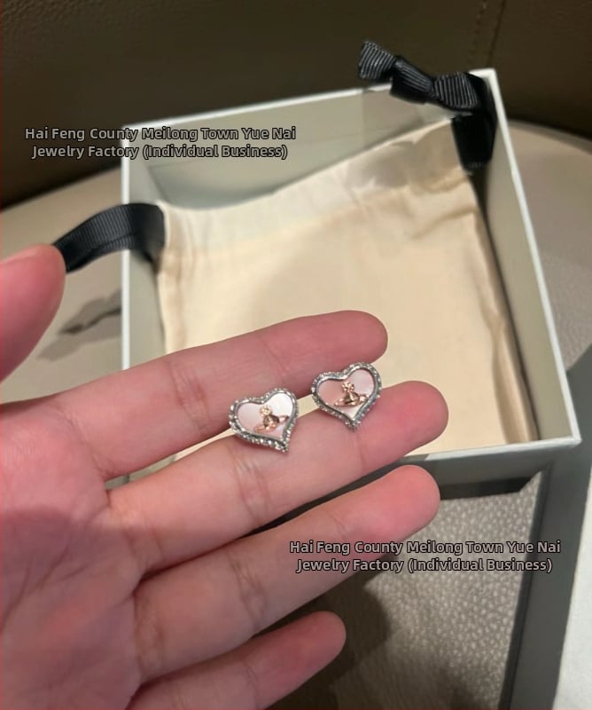 Kõrvarõngad südamekujuline lipsukujundusega, sulam, elektroplaaditud, kerge luksusstiil