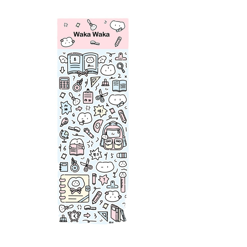 Wow kawaka plaani kleepsude komplekt – karikatuurne stiil, materjal: kunstpaber koos kattefilmiga, trükiprotsess, logod trükitud, kohandamine saadaval