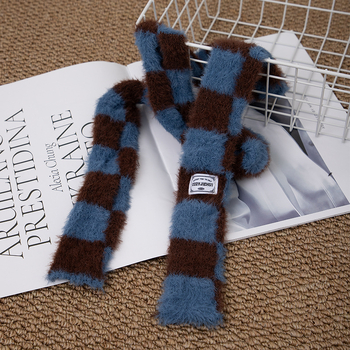 Korejskog stila tanak dugi plišani šal s prugama, warp knitting, 100% poliester, za sve sezone