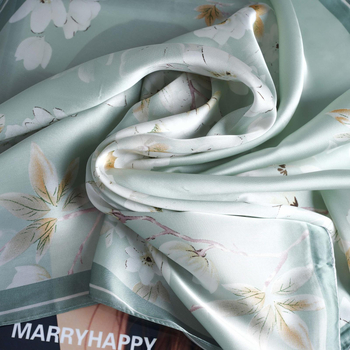 MARRYHAPPY Fular pătrat imprimat din mătase artificială, 100% poliester, vară 2025