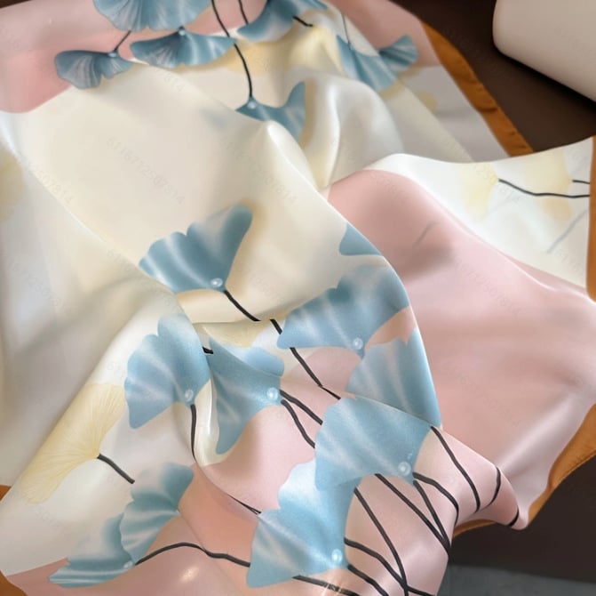 MARRYHAPPY Fular pătrat imprimat din mătase artificială, 100% poliester, vară 2025