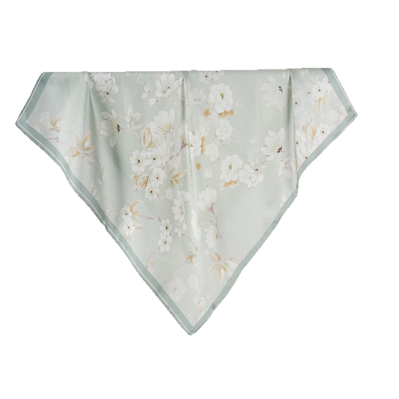 MARRYHAPPY Fular pătrat imprimat din mătase artificială, 100% poliester, vară 2025