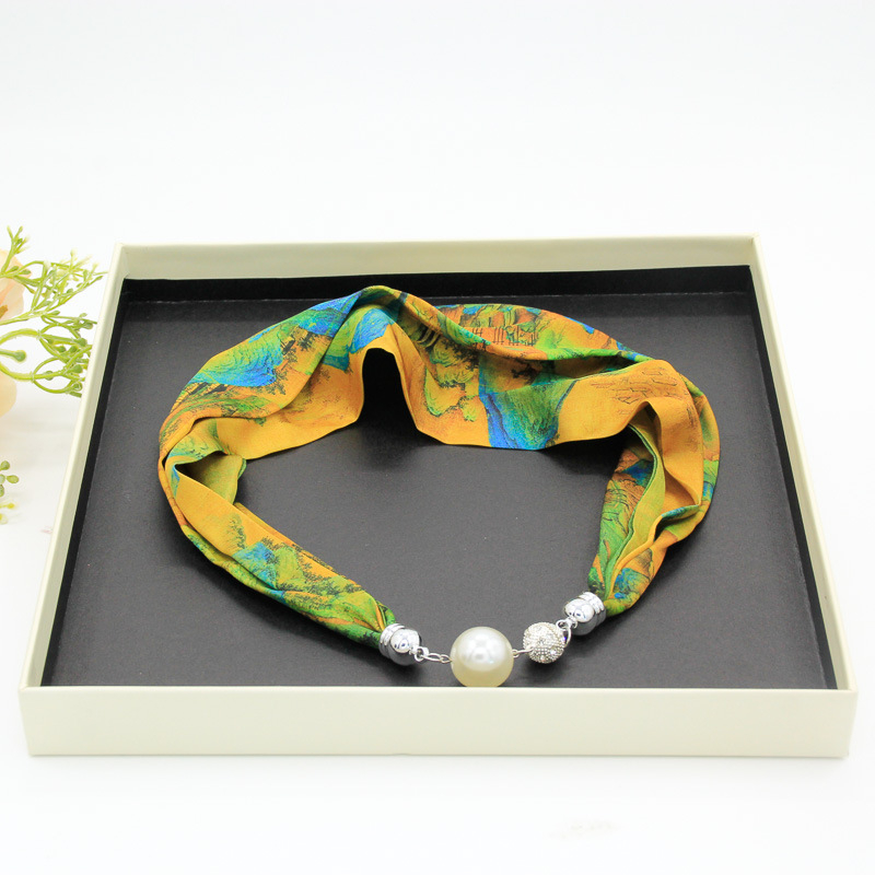 Mágneses kapcsos sál nyaklánc, szatén poliészter anyag, tavasz, minimalist és sokoldalú stílus