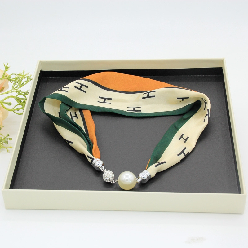 Mágneses kapcsos sál nyaklánc, szatén poliészter anyag, tavasz, minimalist és sokoldalú stílus