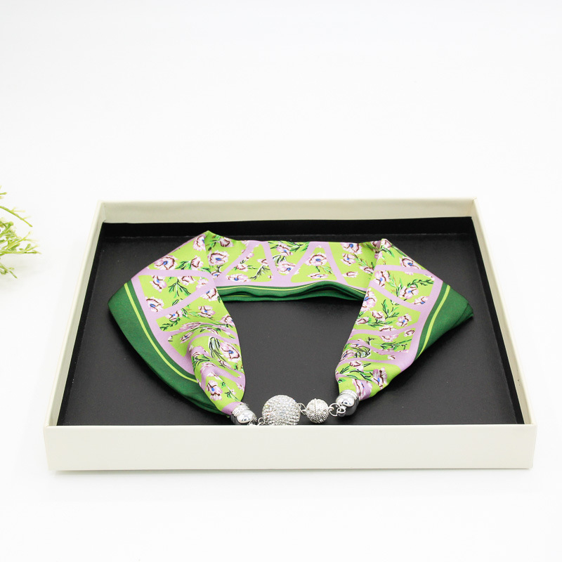 Mágneses kapcsos sál nyaklánc, szatén poliészter anyag, tavasz, minimalist és sokoldalú stílus