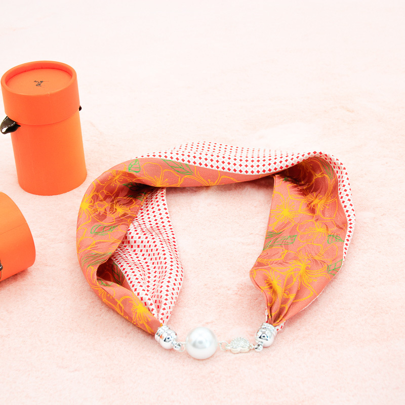 Mágneses kapcsos sál nyaklánc, szatén poliészter anyag, tavasz, minimalist és sokoldalú stílus