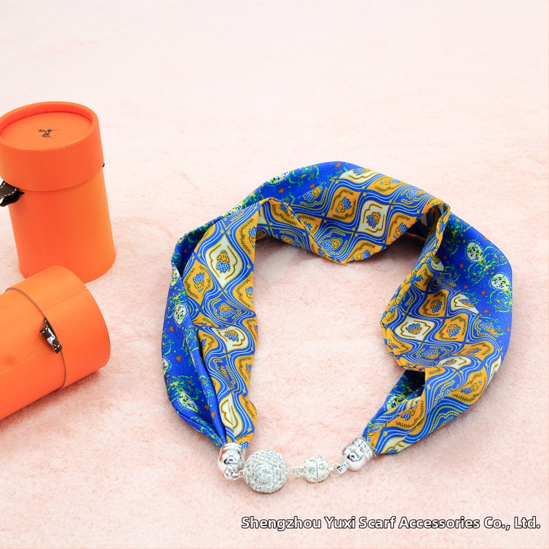 Mágneses kapcsos sál nyaklánc, szatén poliészter anyag, tavasz, minimalist és sokoldalú stílus