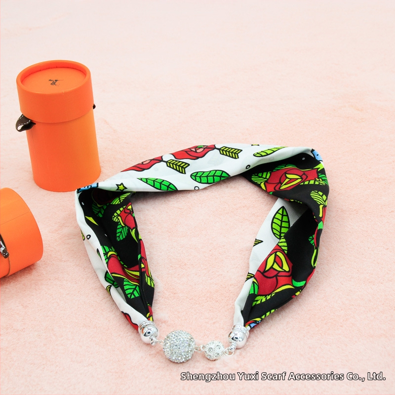 Mágneses kapcsos sál nyaklánc, szatén poliészter anyag, tavasz, minimalist és sokoldalú stílus