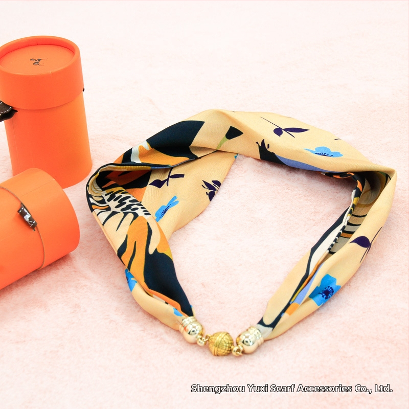 Mágneses kapcsos sál nyaklánc, szatén poliészter anyag, tavasz, minimalist és sokoldalú stílus