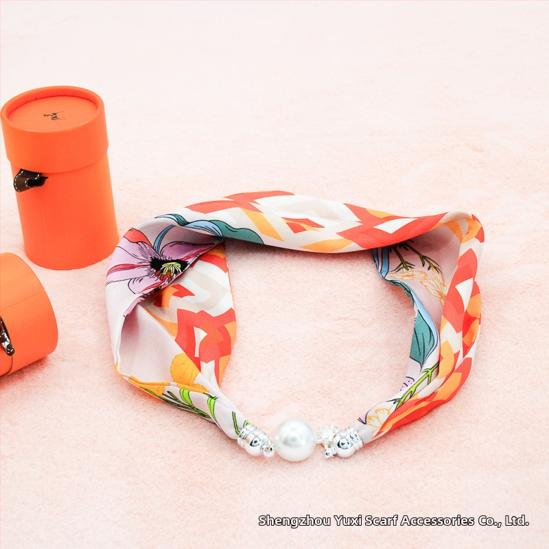 Mágneses kapcsos sál nyaklánc, szatén poliészter anyag, tavasz, minimalist és sokoldalú stílus