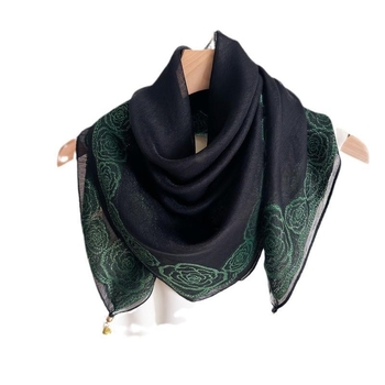 Șal din poliester cu dantelă și cataramă magnetică, finisaj tie-dye, șal pătrat pentru gât, tricot simplu