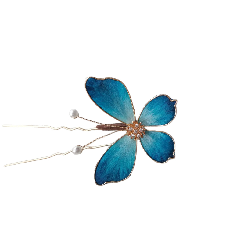 Juukseaksessuaar liblika motiiviga, siidilõng, retro stiil, 2025 kevad