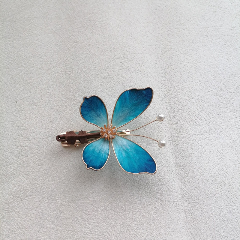 Juukseaksessuaar liblika motiiviga, siidilõng, retro stiil, 2025 kevad