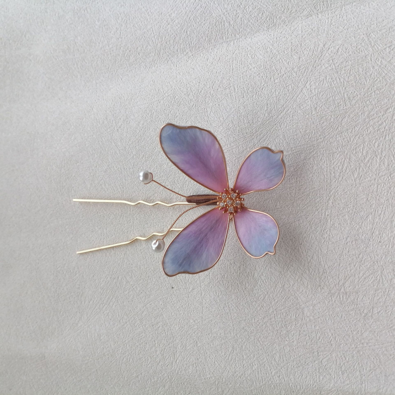 Juukseaksessuaar liblika motiiviga, siidilõng, retro stiil, 2025 kevad