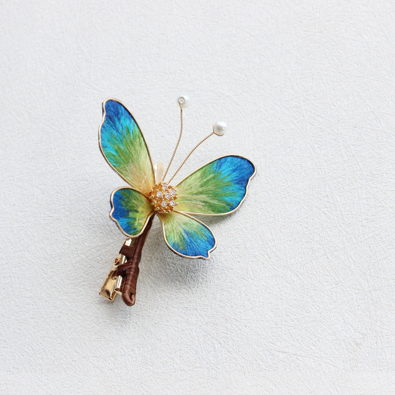 Juukseaksessuaar liblika motiiviga, siidilõng, retro stiil, 2025 kevad