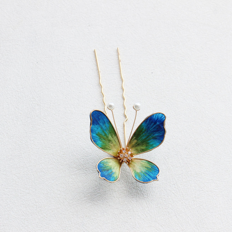 Juukseaksessuaar liblika motiiviga, siidilõng, retro stiil, 2025 kevad