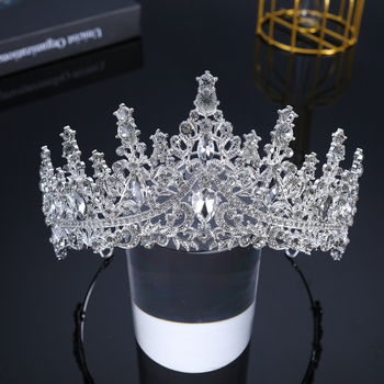 Vjenčana tiara za kosu (Materijal: staklo; Oblik: kruna; Obrada: elektroplatiranje; Kristal tip: kristali; Stil: ženski)