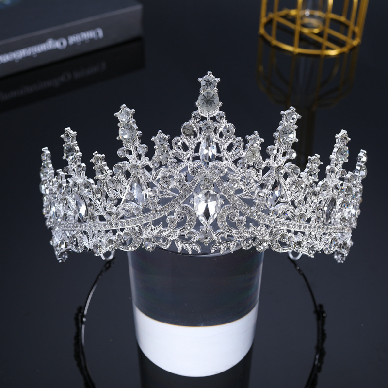 Vjenčana tiara za kosu (Materijal: staklo; Oblik: kruna; Obrada: elektroplatiranje; Kristal tip: kristali; Stil: ženski)