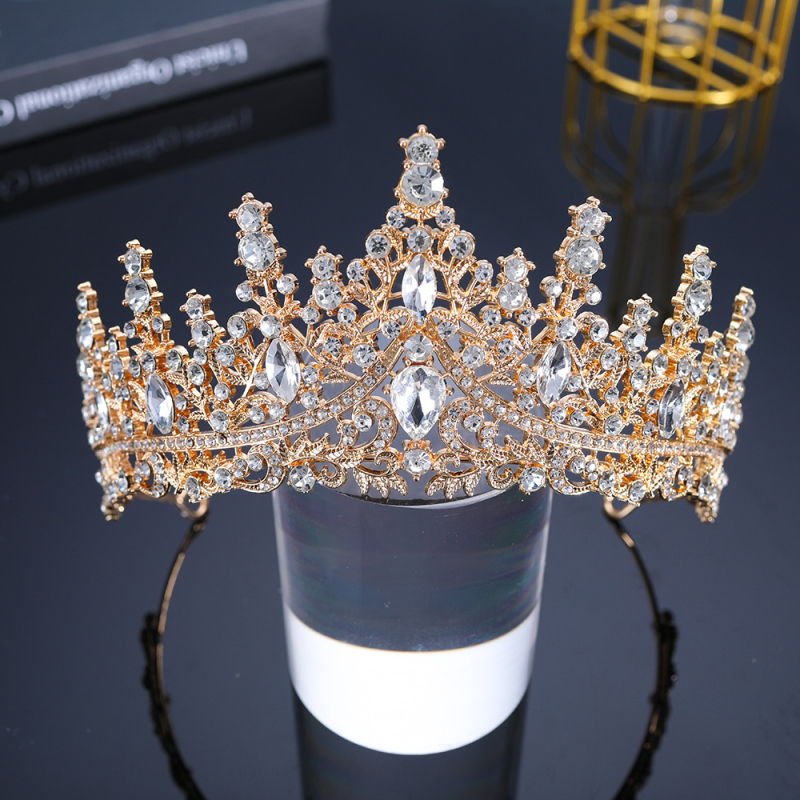 Vjenčana tiara za kosu (Materijal: staklo; Oblik: kruna; Obrada: elektroplatiranje; Kristal tip: kristali; Stil: ženski)
