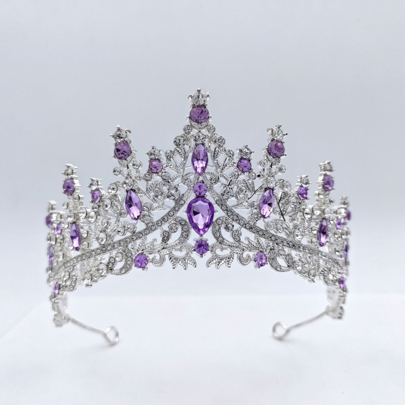 Vjenčana tiara za kosu (Materijal: staklo; Oblik: kruna; Obrada: elektroplatiranje; Kristal tip: kristali; Stil: ženski)