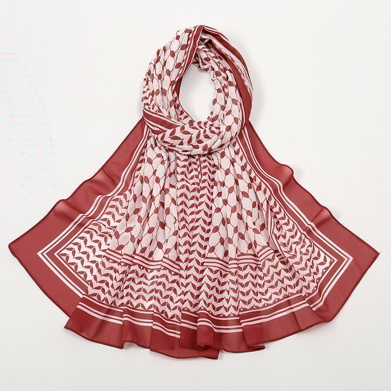 Печатен шифонов шал за глава с каре шарка, слънцезащитна функция, печат