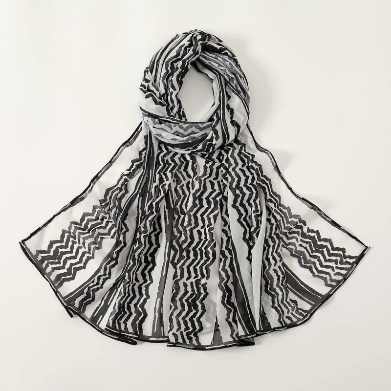 Печатен шифонов шал за глава с каре шарка, слънцезащитна функция, печат