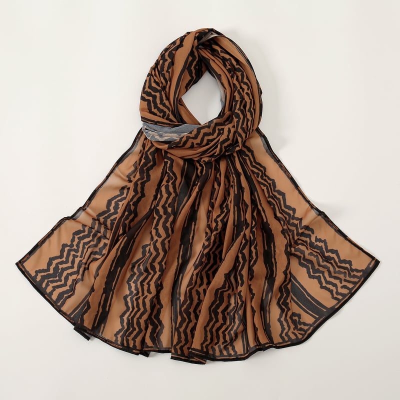 Печатен шифонов шал за глава с каре шарка, слънцезащитна функция, печат