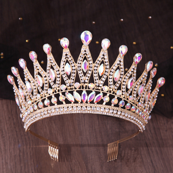 Vjenčana tiara od legure, ručna izrada, rhinestone kristali, oblik krune, ženski dodatak za glavu