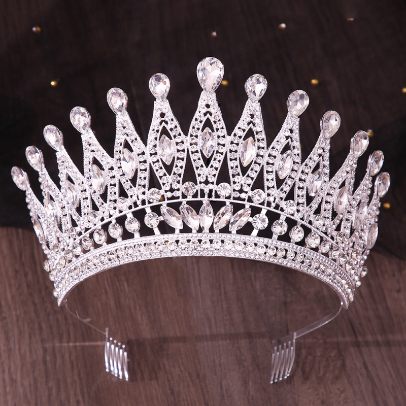 Vjenčana tiara od legure, ručna izrada, rhinestone kristali, oblik krune, ženski dodatak za glavu