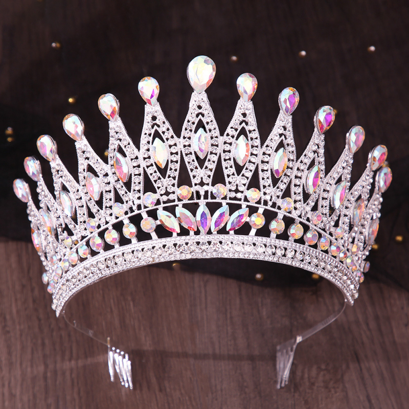 Vjenčana tiara od legure, ručna izrada, rhinestone kristali, oblik krune, ženski dodatak za glavu