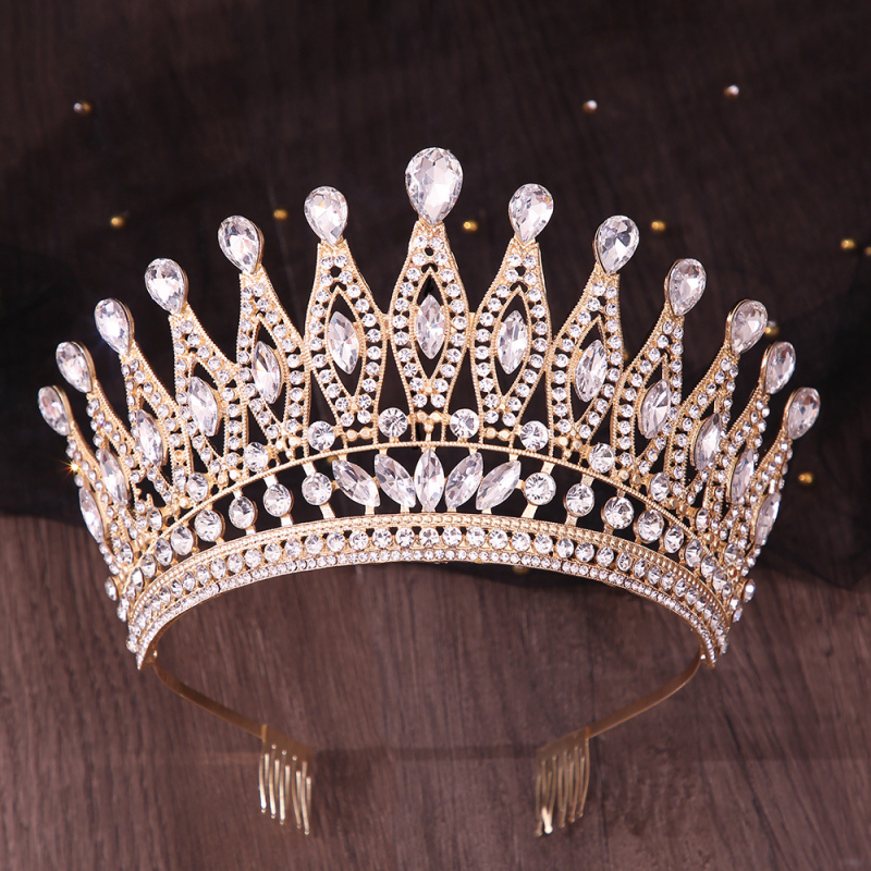 Vjenčana tiara od legure, ručna izrada, rhinestone kristali, oblik krune, ženski dodatak za glavu