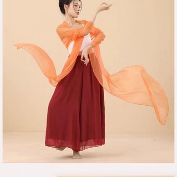 Șal Hanfu, inspirat de stilul antic Dunhuang, eșarfă lungă din chiffon, 100% poliester, țesătură simplă