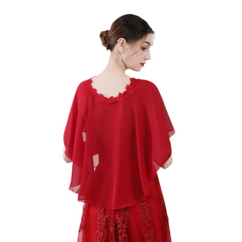 Șal din chiffon pentru mireasă și domnișoare de onoare, protecție solară ușoară, monocrom