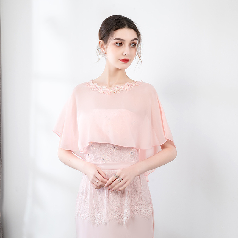 Șal din chiffon pentru mireasă și domnișoare de onoare, protecție solară ușoară, monocrom