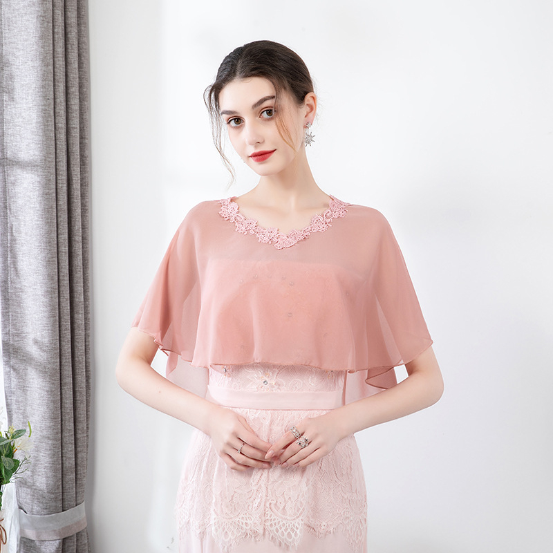 Șal din chiffon pentru mireasă și domnișoare de onoare, protecție solară ușoară, monocrom