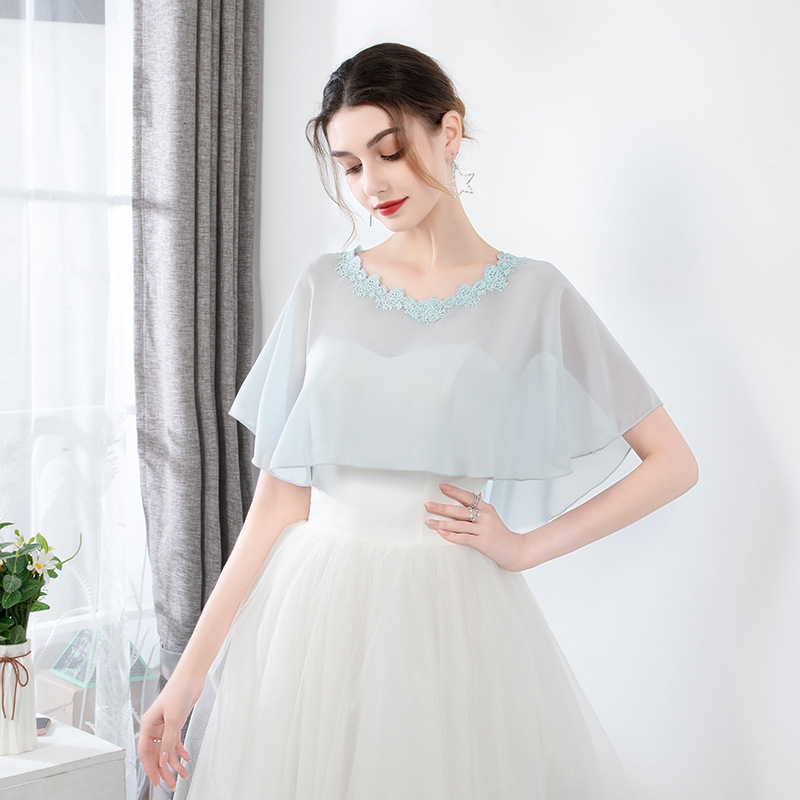 Șal din chiffon pentru mireasă și domnișoare de onoare, protecție solară ușoară, monocrom