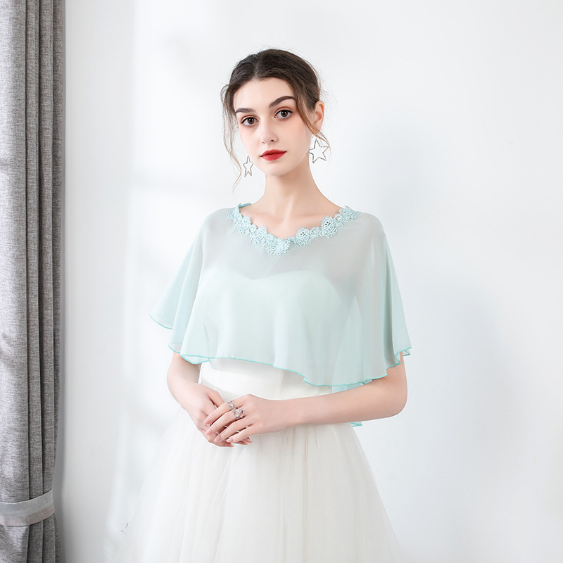 Șal din chiffon pentru mireasă și domnișoare de onoare, protecție solară ușoară, monocrom