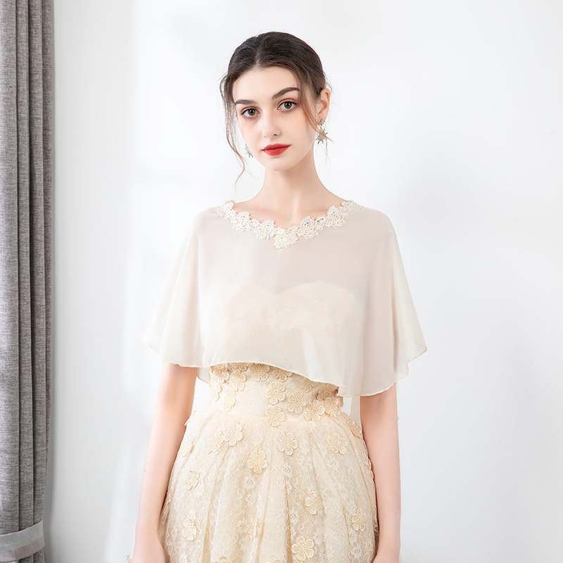 Șal din chiffon pentru mireasă și domnișoare de onoare, protecție solară ușoară, monocrom