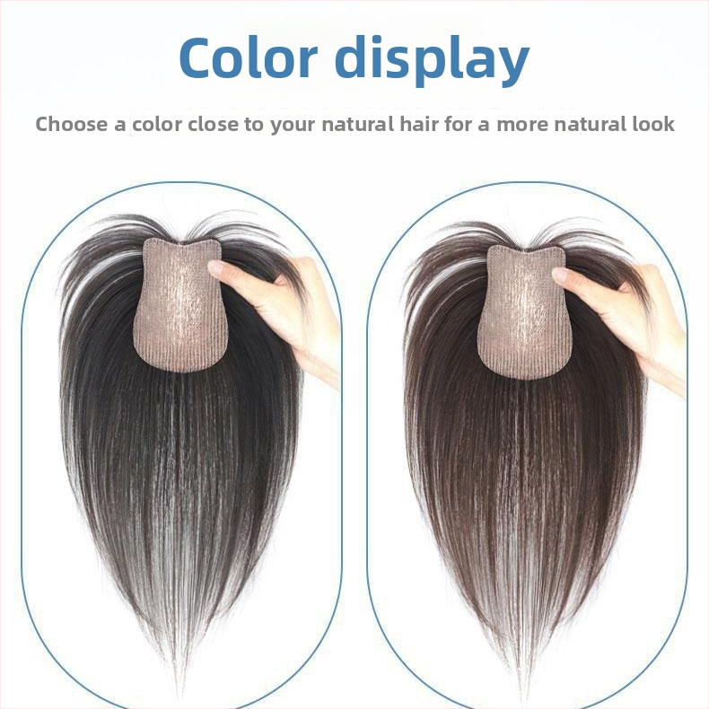 Topper na vlasy z ľudských vlasov, model F520, mechanizmus upevnenia, rovné vlasy, možno farbiť a kučeraviť