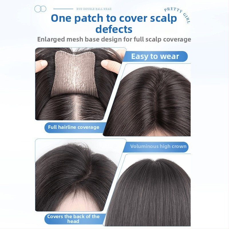 Topper na vlasy z ľudských vlasov, model F520, mechanizmus upevnenia, rovné vlasy, možno farbiť a kučeraviť