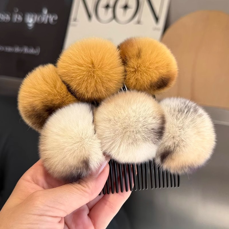 Tõeline Rexi küülikukarusnahast juukseklips, karvane aksessuaar jaapani-korea stiilis soenguks