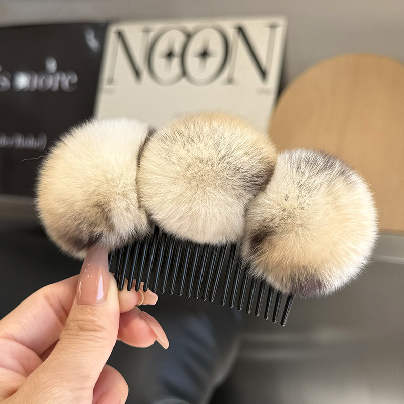 Tõeline Rexi küülikukarusnahast juukseklips, karvane aksessuaar jaapani-korea stiilis soenguks